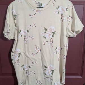 Hollister Cream Tee with Soft Pink Floral Print